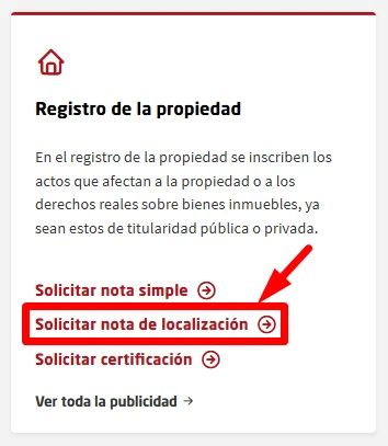 Clic en Solicitar nota de localizacion