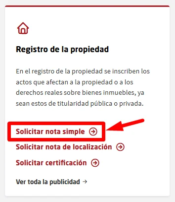 Clic en solicitar nota simple