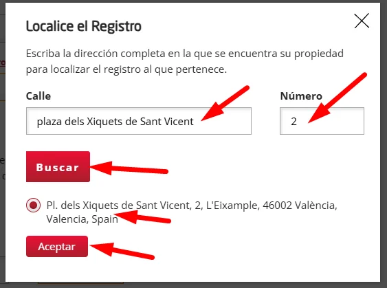 Localizar registro por direccion