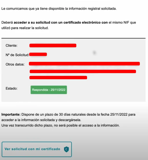 Nota simple solicitada correctamente