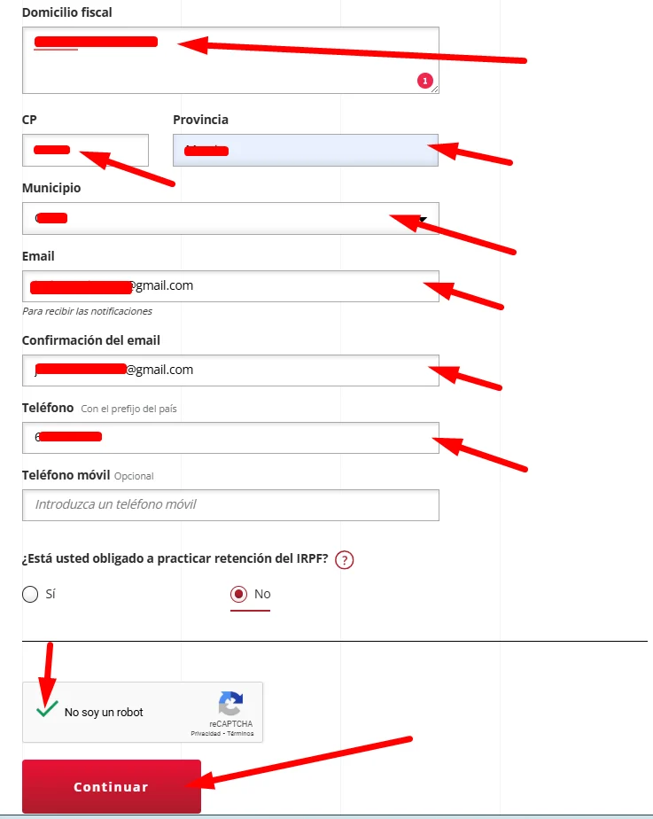 Termina de rellenar los datos de identificacion